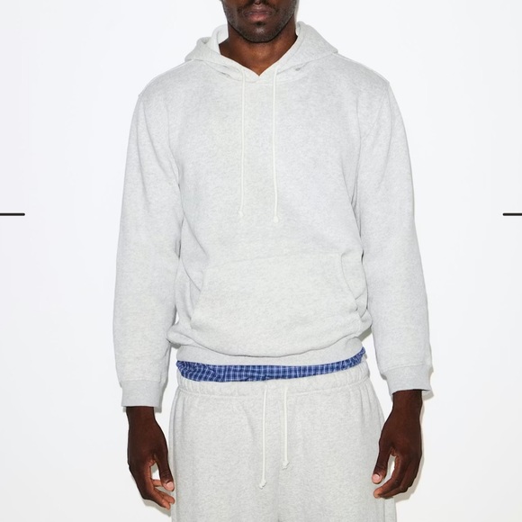 SKIMS Men’s Classic Fleece Hoodie M Light Heather Gray NWT